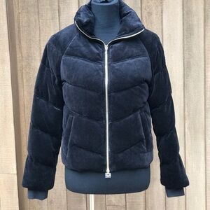 Juicy Couture NWT Black Velvet Puffer Jacket Quilted Down Coat XS